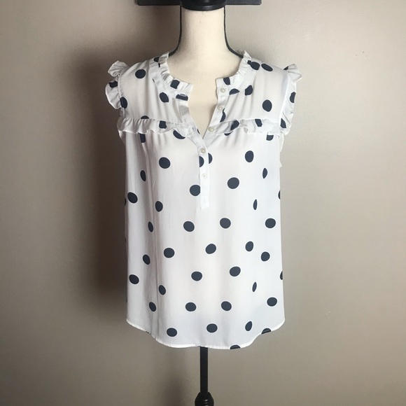 LOFT Tops - LOFT POLKA DOT SLEEVLESS BLOUSE